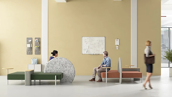 Modern Modular Collaborative Office Bench with Screen