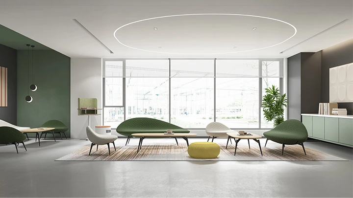 Modern Curved Fabric Reception Sofa for Office Lounge