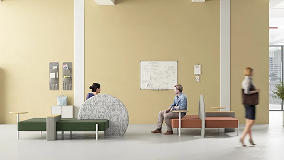 Modern Modular Collaborative Office Bench with Screen