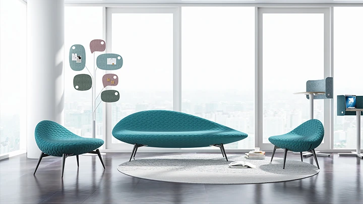 Modern Curved Fabric Reception Sofa for Office Lounge
