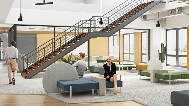 Modern Modular Collaborative Office Bench with Screen