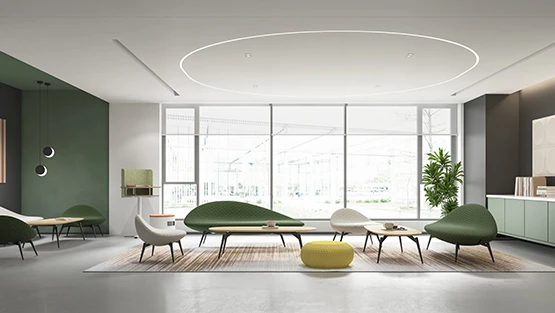 Modern Curved Fabric Reception Sofa for Office Lounge