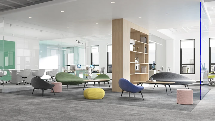 Modern Curved Fabric Reception Sofa for Office Lounge