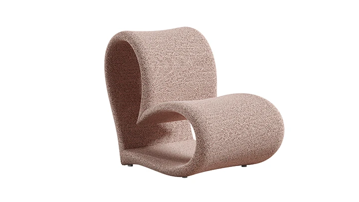 Modern Heart Shaped Curved Fabric Lounge Chair