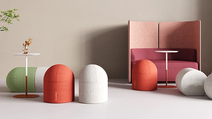 Modern Creative Capsule Shaped Fabric Ottoman Pouf