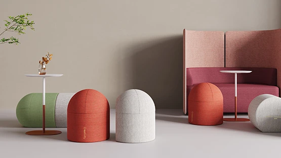 Modern Creative Capsule Shaped Fabric Ottoman Pouf