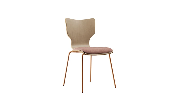 Modern Curved Plywood Dining Chair with Cushion